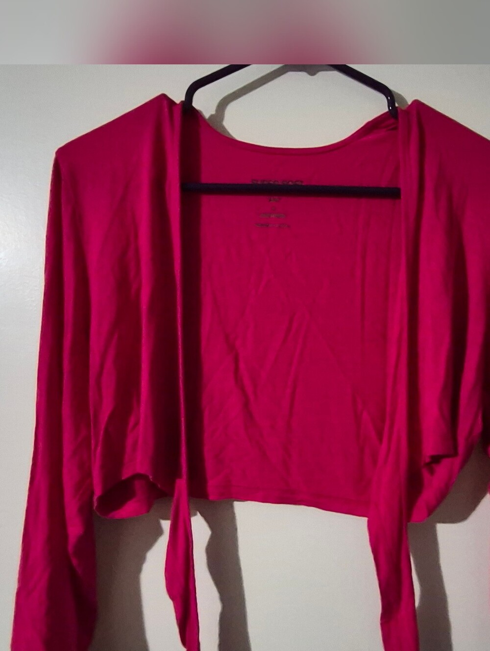 Women’s Bright Pink Open Front Tie-Front Sweater